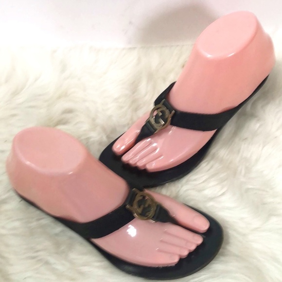 Gucci Womens Black Double G Kitten Slip On Flip Flop Sandals Size 6b W/ Coa - Picture 4 of 10